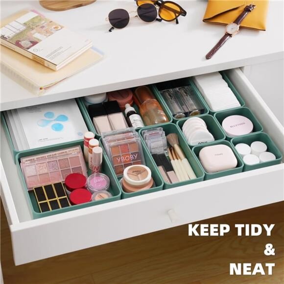 Stackable Drawer Organizer Set Makeup Vanity Desk Storage Bins Kitchen Office - Picture 2 of 7
